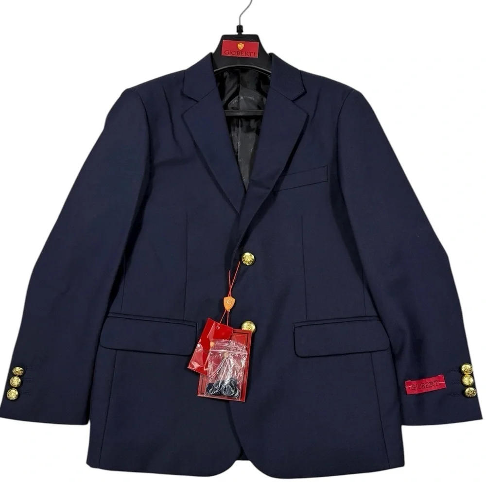 NWT Gioberti Boys Formal Navy Blazer Suit Jacket | Size 8